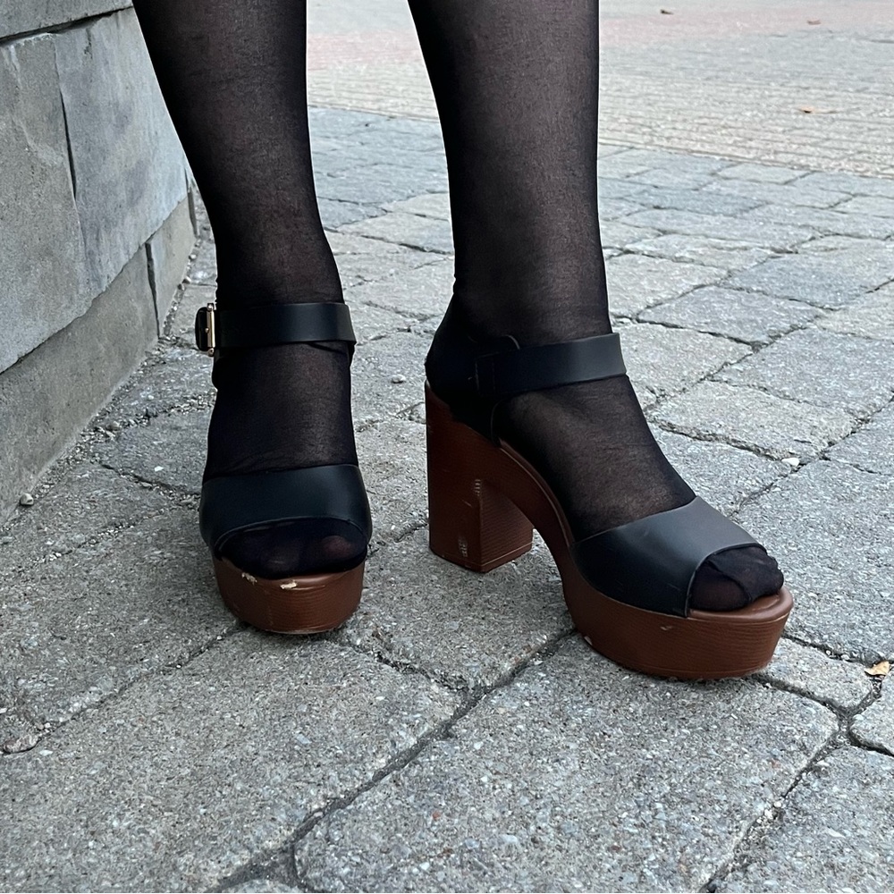 Brown & Black Heel Sandals